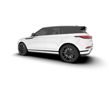 Beyaz SUV arka planda izole edildi. 3d görüntüleme - illüstrasyon