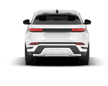 Beyaz SUV arka planda izole edildi. 3d görüntüleme - illüstrasyon