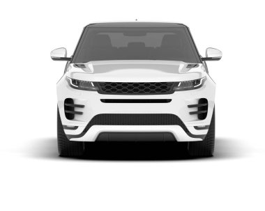 Beyaz SUV arka planda izole edildi. 3d görüntüleme - illüstrasyon