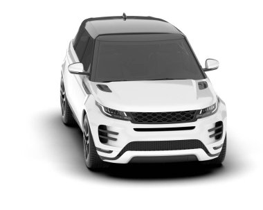 Beyaz SUV arka planda izole edildi. 3d görüntüleme - illüstrasyon