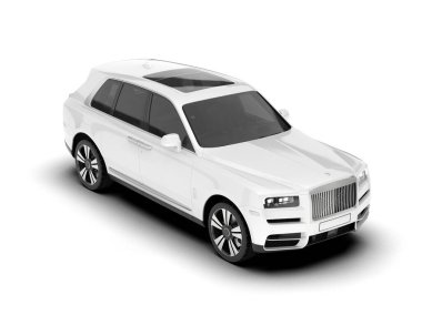 Beyaz SUV arka planda izole edildi. 3d görüntüleme - illüstrasyon