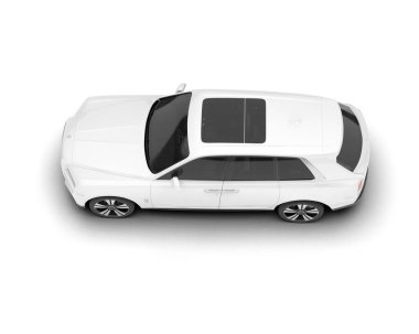 Beyaz SUV arka planda izole edildi. 3d görüntüleme - illüstrasyon