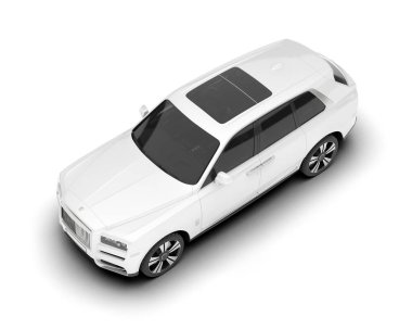 Beyaz SUV arka planda izole edildi. 3d görüntüleme - illüstrasyon