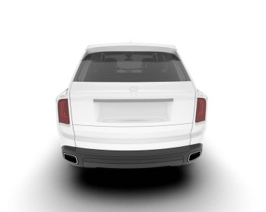 Beyaz SUV arka planda izole edildi. 3d görüntüleme - illüstrasyon
