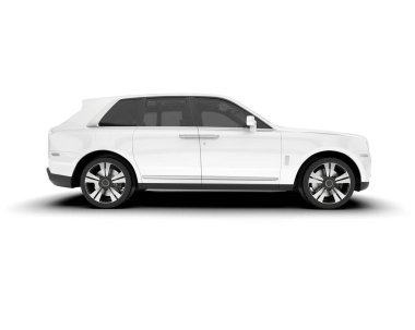 Beyaz SUV arka planda izole edildi. 3d görüntüleme - illüstrasyon