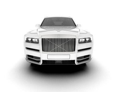 Beyaz SUV arka planda izole edildi. 3d görüntüleme - illüstrasyon