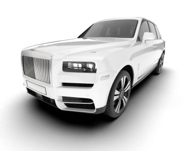 Beyaz SUV arka planda izole edildi. 3d görüntüleme - illüstrasyon