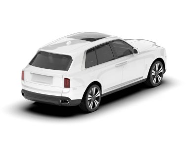 Beyaz SUV arka planda izole edildi. 3d görüntüleme - illüstrasyon