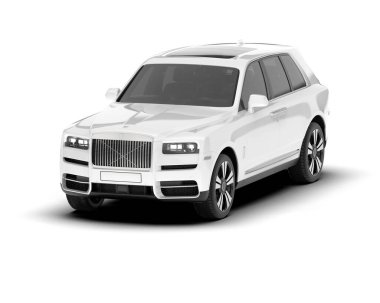 Beyaz SUV arka planda izole edildi. 3d görüntüleme - illüstrasyon