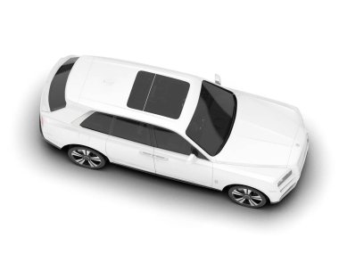 Beyaz SUV arka planda izole edildi. 3d görüntüleme - illüstrasyon
