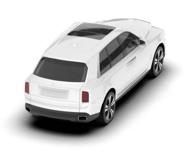 Beyaz SUV arka planda izole edildi. 3d görüntüleme - illüstrasyon