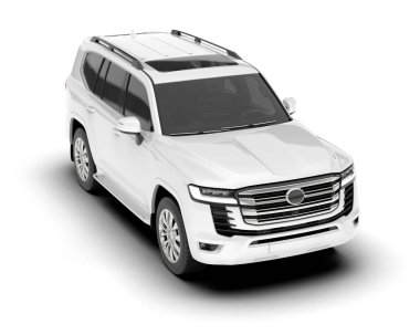 Beyaz SUV arka planda izole edildi. 3d görüntüleme - illüstrasyon