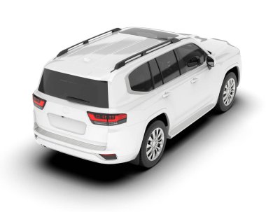 Beyaz SUV arka planda izole edildi. 3d görüntüleme - illüstrasyon