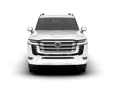 Beyaz SUV arka planda izole edildi. 3d görüntüleme - illüstrasyon