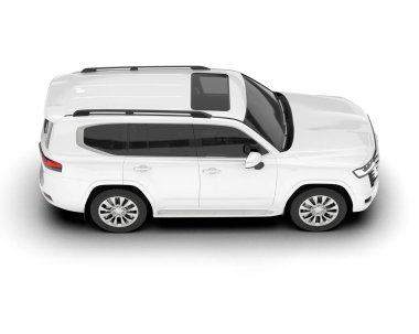 Beyaz SUV arka planda izole edildi. 3d görüntüleme - illüstrasyon