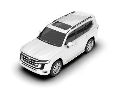 Beyaz SUV arka planda izole edildi. 3d görüntüleme - illüstrasyon