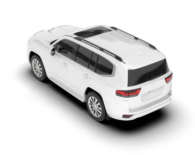 Beyaz SUV arka planda izole edildi. 3d görüntüleme - illüstrasyon