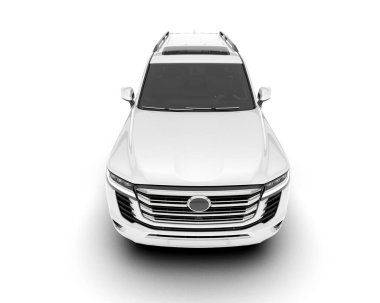 Beyaz SUV arka planda izole edildi. 3d görüntüleme - illüstrasyon