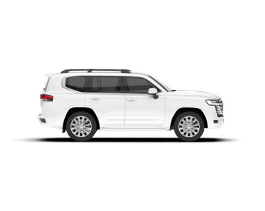 Beyaz SUV arka planda izole edildi. 3d görüntüleme - illüstrasyon