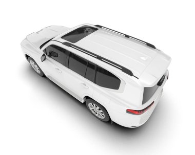 Beyaz SUV arka planda izole edildi. 3d görüntüleme - illüstrasyon