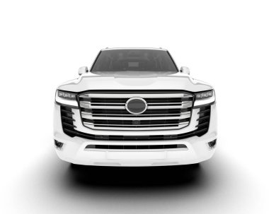 Beyaz SUV arka planda izole edildi. 3d görüntüleme - illüstrasyon
