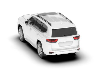Beyaz SUV arka planda izole edildi. 3d görüntüleme - illüstrasyon