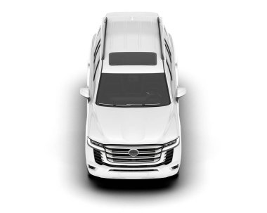 Beyaz SUV arka planda izole edildi. 3d görüntüleme - illüstrasyon