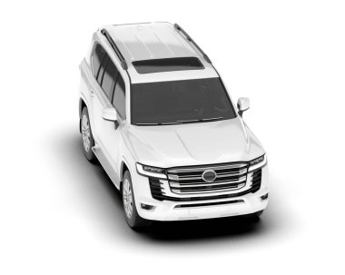 Beyaz SUV arka planda izole edildi. 3d görüntüleme - illüstrasyon