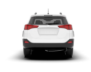 Beyaz SUV arka planda izole edildi. 3d görüntüleme - illüstrasyon