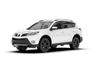 Beyaz SUV arka planda izole edildi. 3d görüntüleme - illüstrasyon