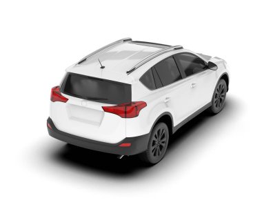 Beyaz SUV arka planda izole edildi. 3d görüntüleme - illüstrasyon