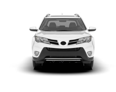 Beyaz SUV arka planda izole edildi. 3d görüntüleme - illüstrasyon