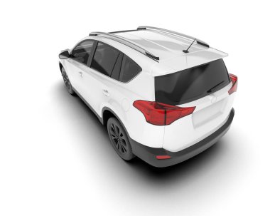 Beyaz SUV arka planda izole edildi. 3d görüntüleme - illüstrasyon