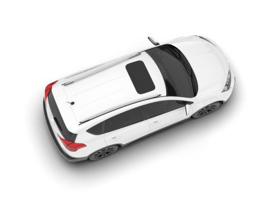 Beyaz SUV arka planda izole edildi. 3d görüntüleme - illüstrasyon