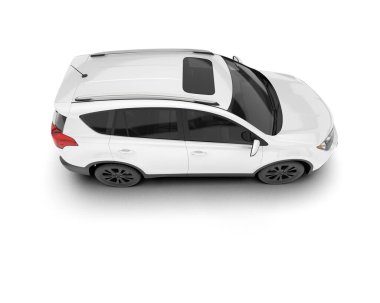 Beyaz SUV arka planda izole edildi. 3d görüntüleme - illüstrasyon