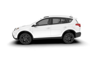 Beyaz SUV arka planda izole edildi. 3d görüntüleme - illüstrasyon