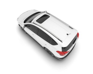 Beyaz SUV arka planda izole edildi. 3d görüntüleme - illüstrasyon