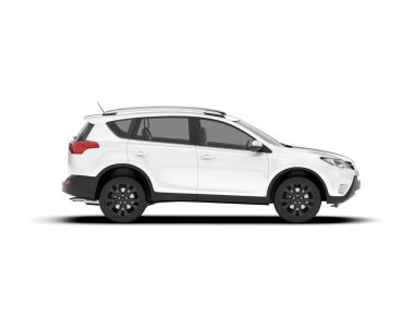 Beyaz SUV arka planda izole edildi. 3d görüntüleme - illüstrasyon
