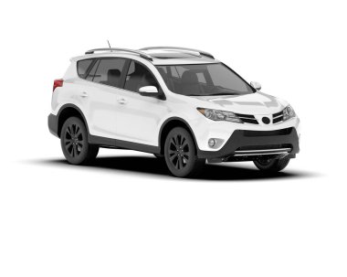 Beyaz SUV arka planda izole edildi. 3d görüntüleme - illüstrasyon