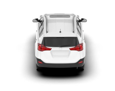 Beyaz SUV arka planda izole edildi. 3d görüntüleme - illüstrasyon