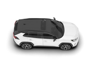Beyaz SUV arka planda izole edildi. 3d görüntüleme - illüstrasyon