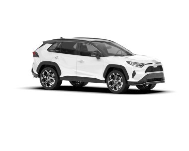 Beyaz kargo aracı arka planda izole edilmiş. 3d görüntüleme - illüstrasyon