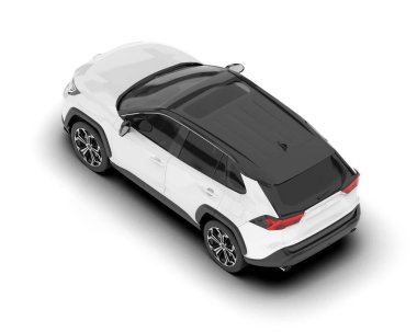 Beyaz kargo aracı arka planda izole edilmiş. 3d görüntüleme - illüstrasyon