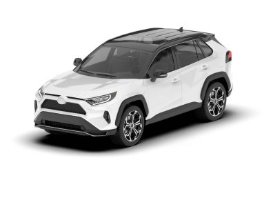 Beyaz kargo aracı arka planda izole edilmiş. 3d görüntüleme - illüstrasyon