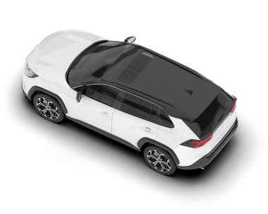 Beyaz kargo aracı arka planda izole edilmiş. 3d görüntüleme - illüstrasyon