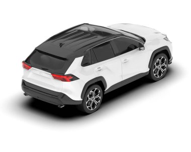 Beyaz kargo aracı arka planda izole edilmiş. 3d görüntüleme - illüstrasyon