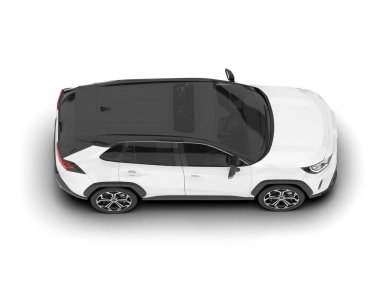 Beyaz kargo aracı arka planda izole edilmiş. 3d görüntüleme - illüstrasyon