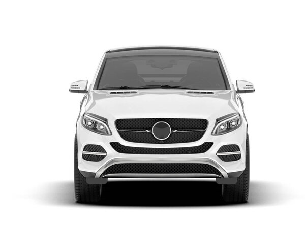 White SUV isolated on white background. 3d rendering - illustration