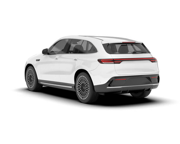 White SUV isolated on white background. 3d rendering - illustration