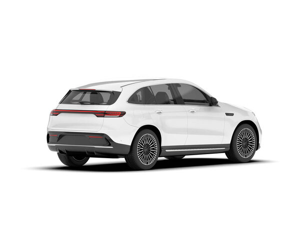 White SUV isolated on white background. 3d rendering - illustration